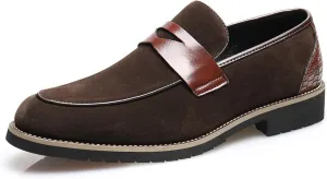 Mens Loafers Formal Dress Slip On for Men Prom Suede Penny Loafers Tuxedo Wedding Business Casual Moccasins Brown Dress Shoes for Men
