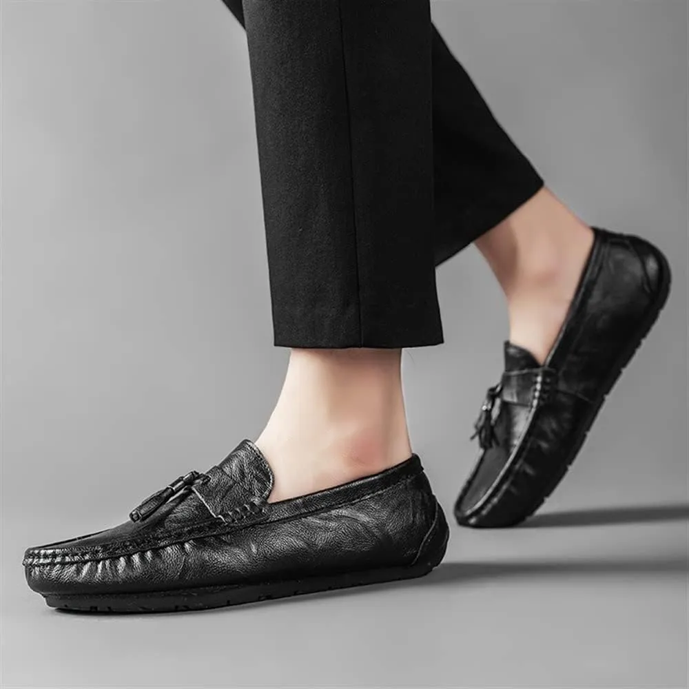 Men's Loafers Moccasins Tassel Lightweight Leather Anti-Slip Slip Resistant Lightweight Outdoor Walking Slip-ons