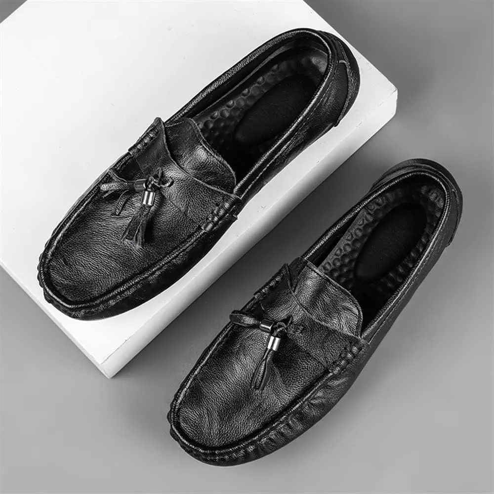 Men's Loafers Moccasins Tassel Lightweight Leather Anti-Slip Slip Resistant Lightweight Outdoor Walking Slip-ons