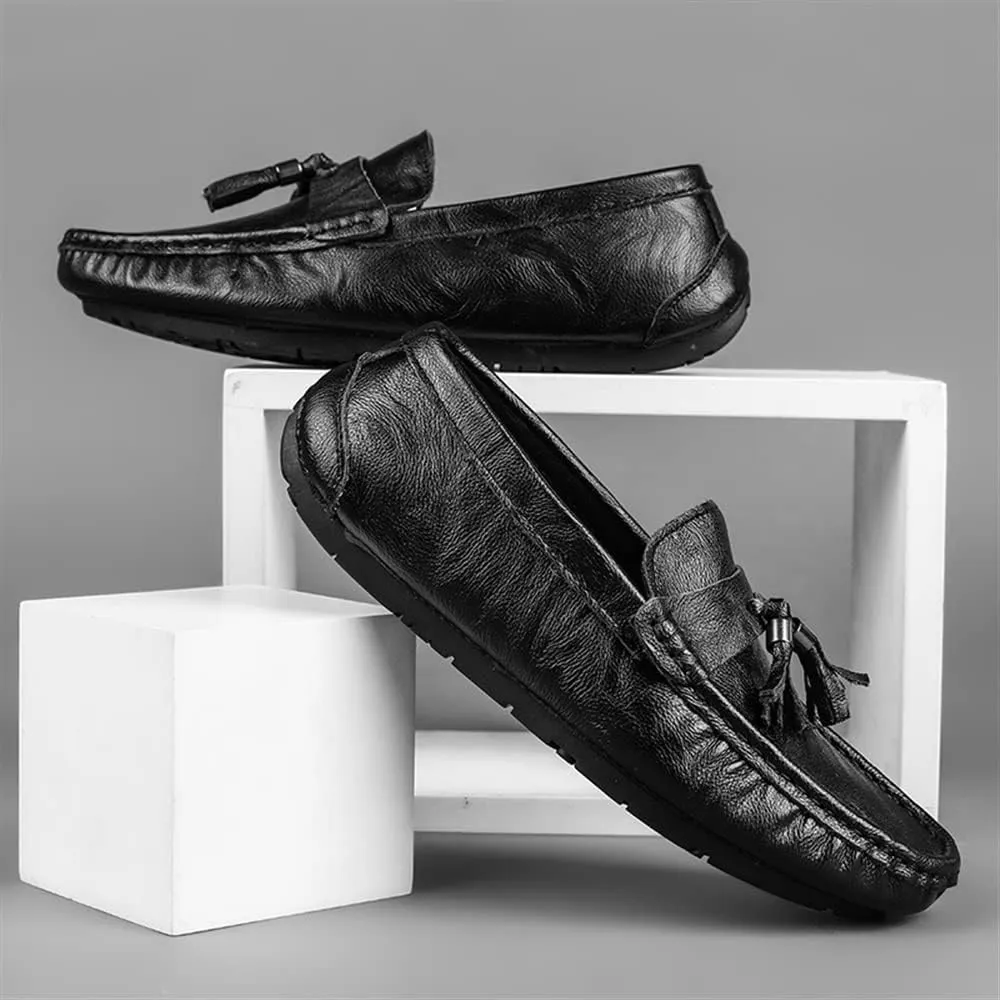 Men's Loafers Moccasins Tassel Lightweight Leather Anti-Slip Slip Resistant Lightweight Outdoor Walking Slip-ons