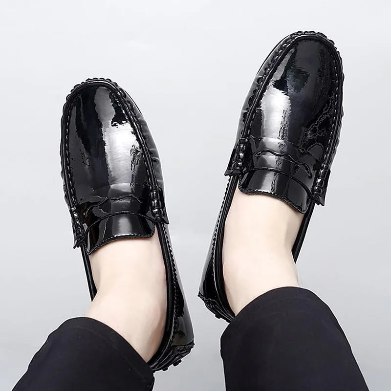 Men's Loafers Round Toe Leather Driving Penny Loafers Slip Resistant Comfortable Flexible Outdoor Party Slip-ons