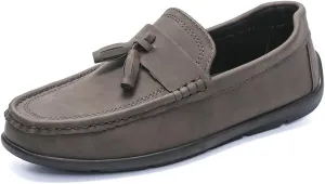 Mens Loafers Round Toe PU Leather Penny Loafers Tassel Slip Resistant Lightweight Anti-Slip Classic Casual Slip-on