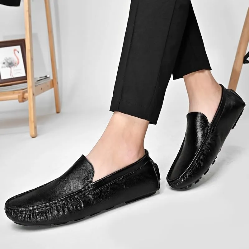 Men's Loafers Shoes Moe Toe PU Leather Driving Moccasins Loafers Flat Heel Lightweight Resistant Casual Outdoor Slip On