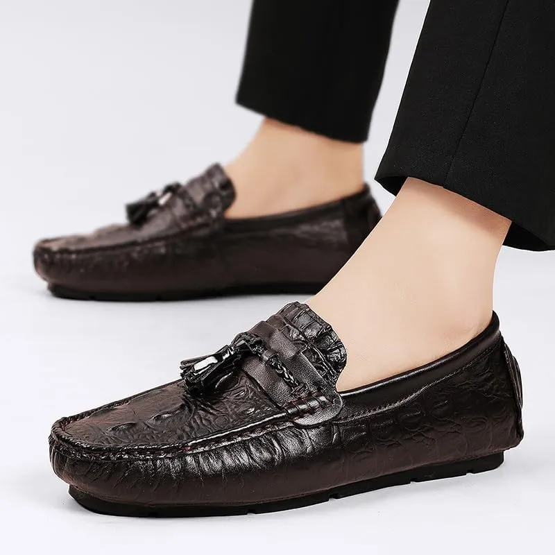 Men's Loafers Shoes Round Toe PU Leather Driving Style Loafer Comfortable Flexible Lightweight Casual Walking Slip-ons