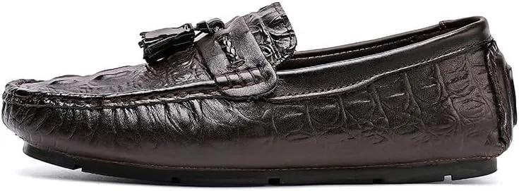 Men's Loafers Shoes Round Toe PU Leather Driving Style Loafer Comfortable Flexible Lightweight Casual Walking Slip-ons