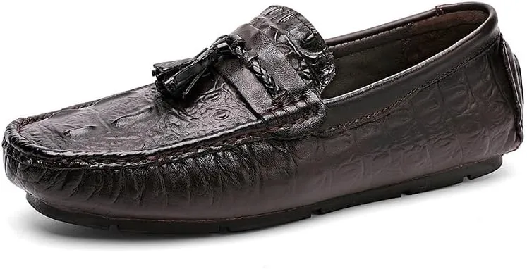 Men's Loafers Shoes Round Toe PU Leather Driving Style Loafer Comfortable Flexible Lightweight Casual Walking Slip-ons