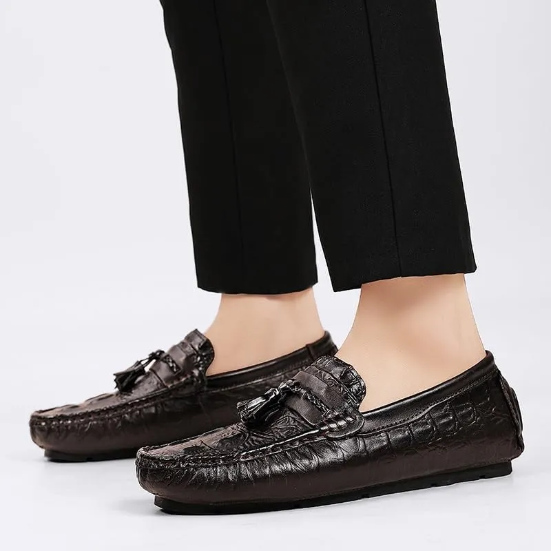 Men's Loafers Shoes Round Toe PU Leather Driving Style Loafer Comfortable Flexible Lightweight Casual Walking Slip-ons