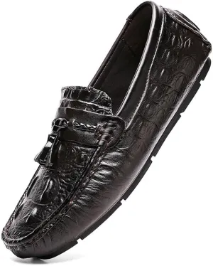 Men's Loafers Shoes Round Toe PU Leather Driving Style Loafer Comfortable Flexible Lightweight Casual Walking Slip-ons