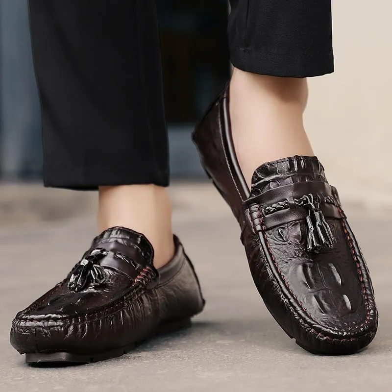 Men's Loafers Shoes Round Toe PU Leather Driving Style Loafer Comfortable Flexible Lightweight Casual Walking Slip-ons