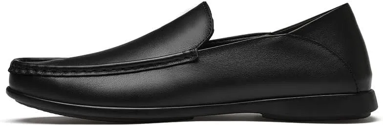 Men's Loafers Shoes Solid Color Leather Round Toe Loafer Shoes Flat Heel Anti-Slip Comfortable Party Classic Slip-ons