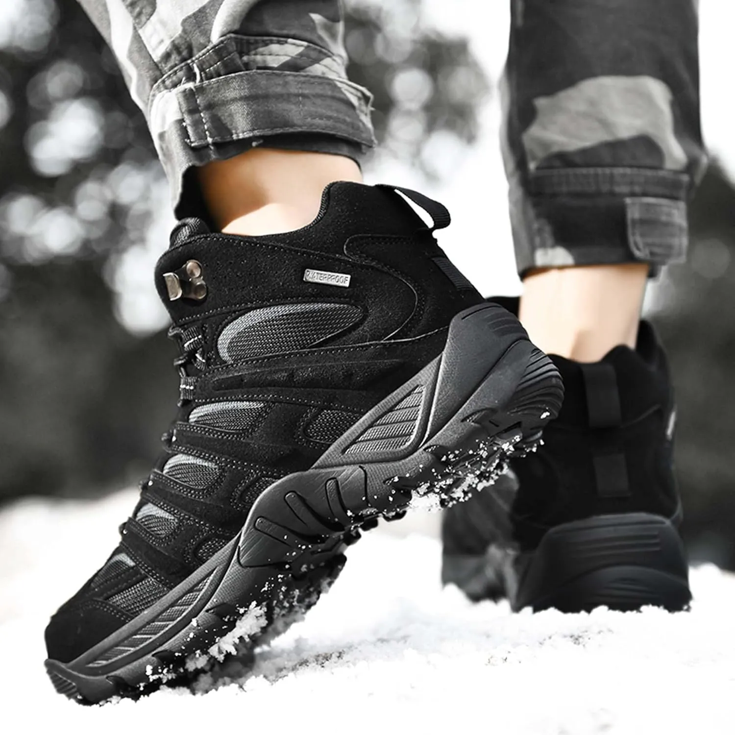 Mens Military Tactical Boots Waterproof Hiking Boots Casual Work Boots Outdoor Hiking Motorcycle Combat Boots Military Desert Boots Lightweight Comfortable All Day Work Boots