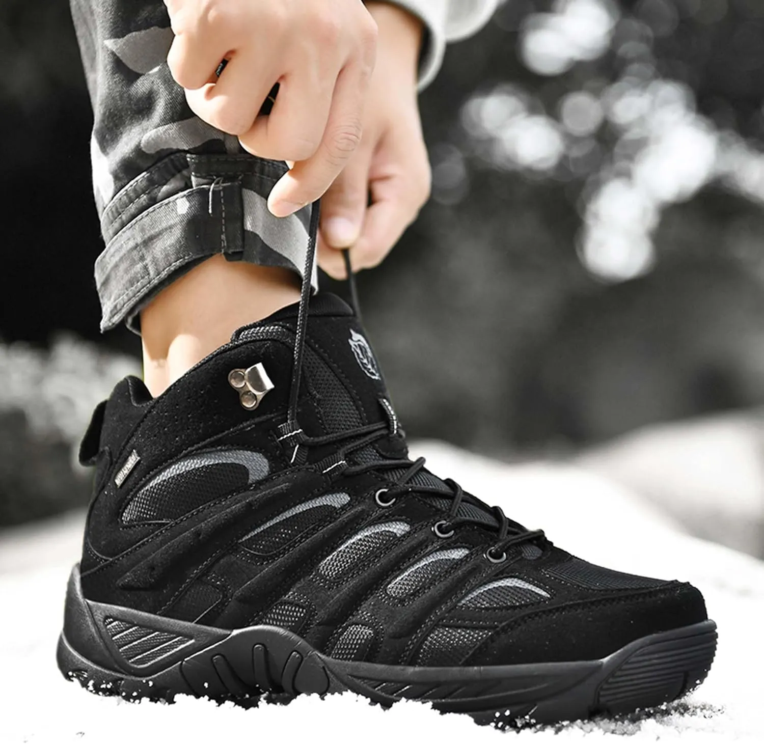 Mens Military Tactical Boots Waterproof Hiking Boots Casual Work Boots Outdoor Hiking Motorcycle Combat Boots Military Desert Boots Lightweight Comfortable All Day Work Boots