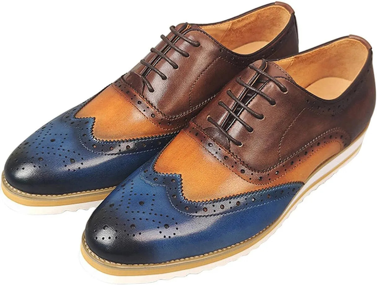 Mens Oxfords Casual Dress Shoes Genunie Leather Modern Suit Shoes Fashion Business Derby Wedding Tuxedo Shoes for Men