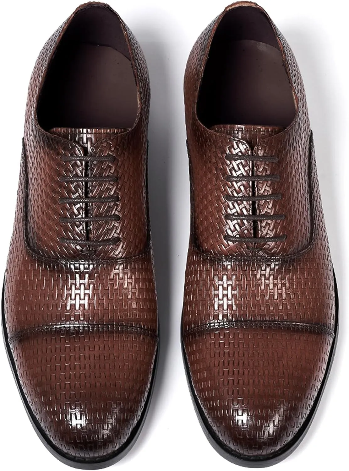 Mens Oxfords Formal Dress Suit Shoes Genunie Leather Woven Pattern Modern Shoes Men's Fashion Prom Wedding Business Casual Derby Comfortable Tuxedo Shoes for Men