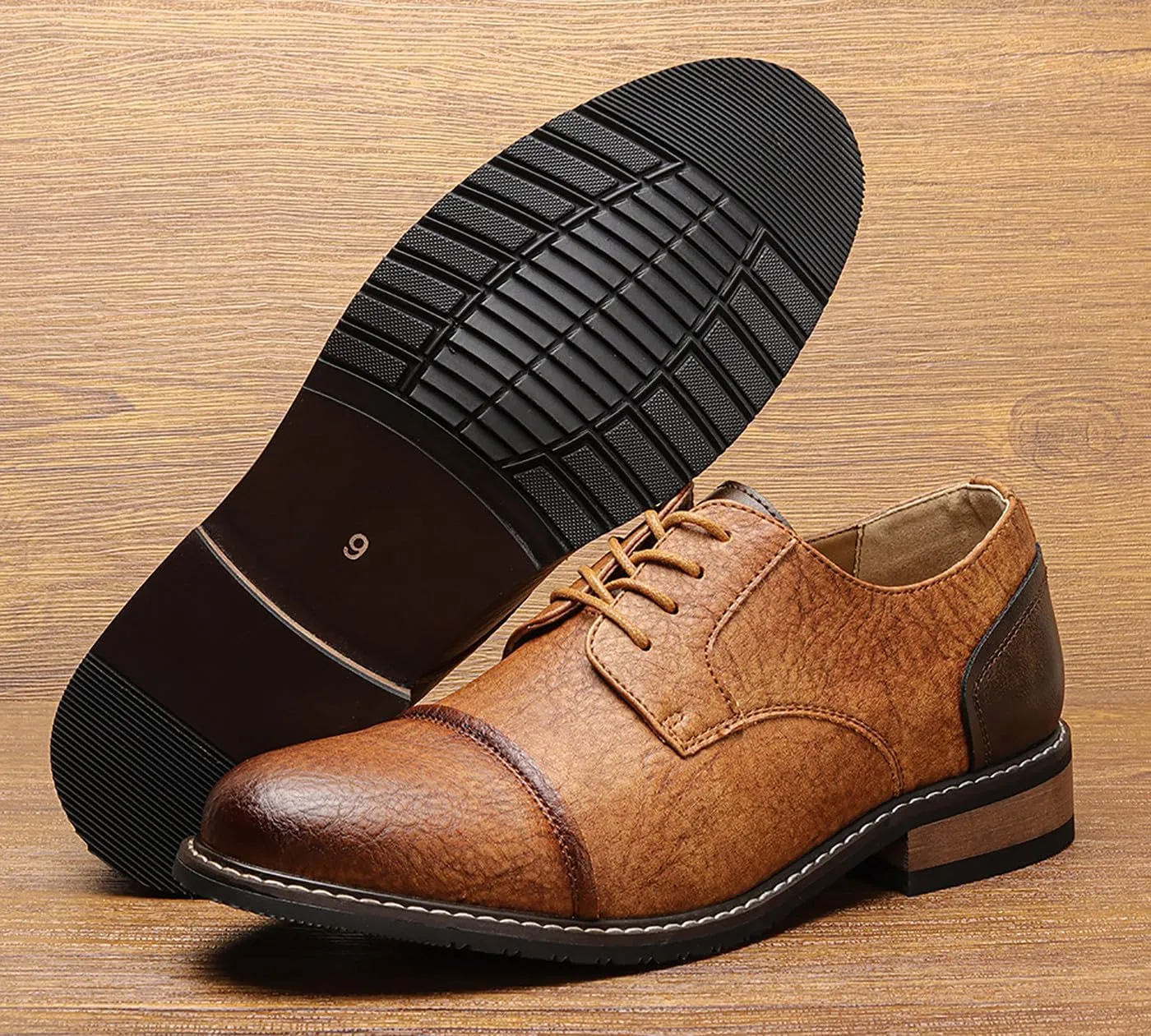 Men's Oxfords Leather Formal Dress Wingtip Derby Business Fashion Casual Tuxedo Wedding Walking Shoes for Men