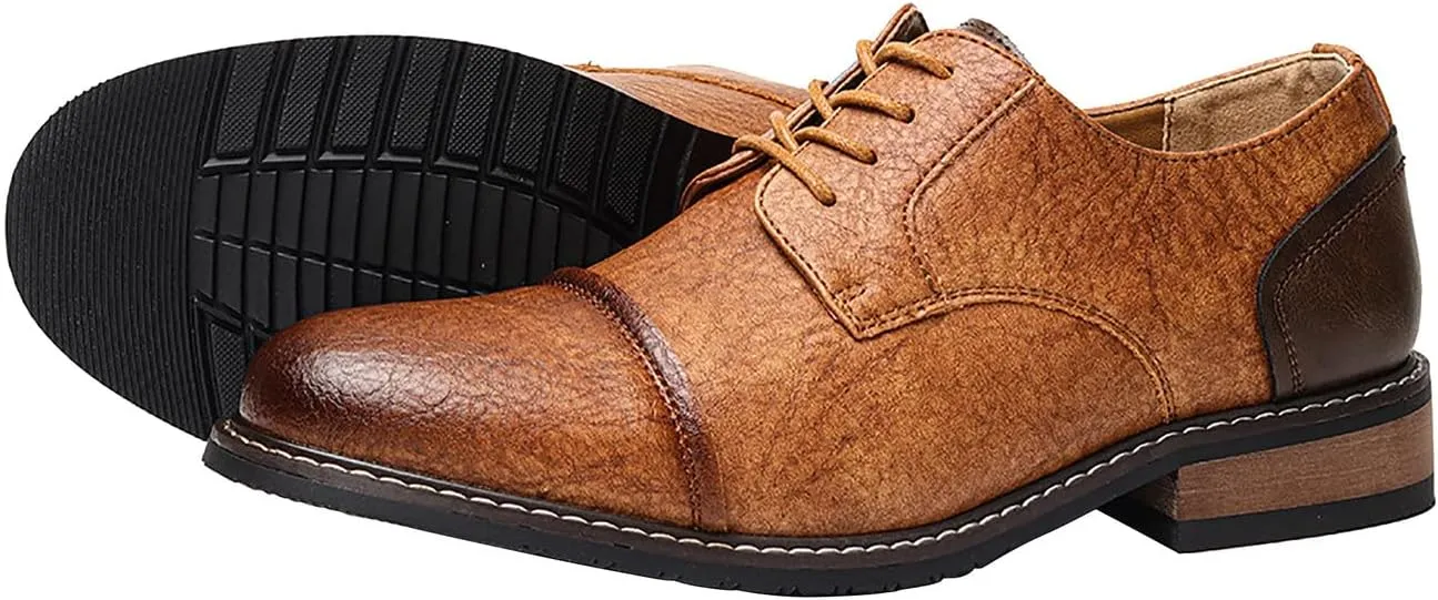 Men's Oxfords Leather Formal Dress Wingtip Derby Business Fashion Casual Tuxedo Wedding Walking Shoes for Men