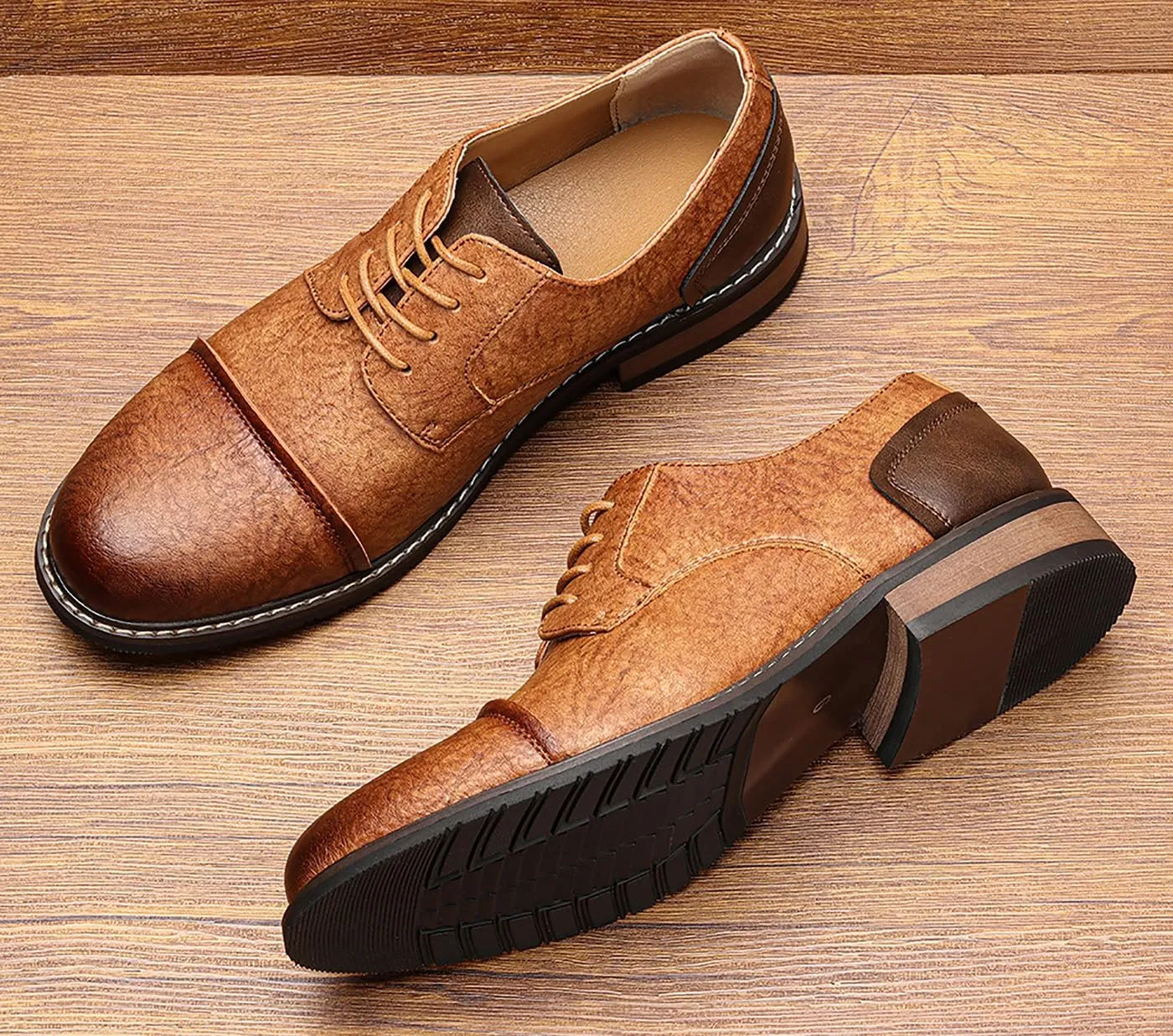 Men's Oxfords Leather Formal Dress Wingtip Derby Business Fashion Casual Tuxedo Wedding Walking Shoes for Men