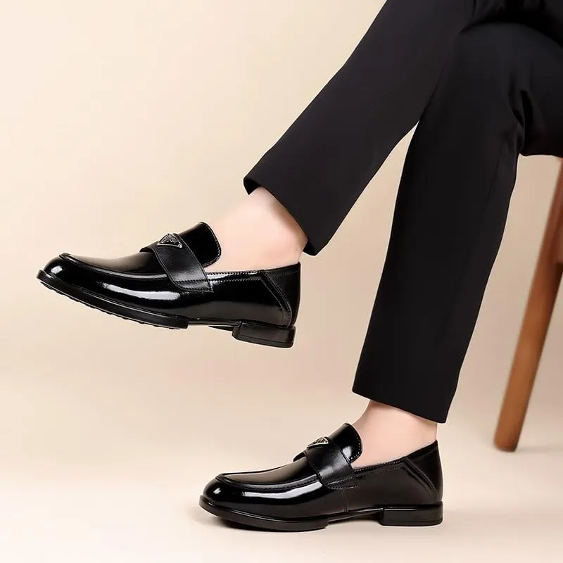 Men's Patent Leather Classic Loafers Black Casual Slip On Shoes for Driving Walking Wedding Outdoor Indoor Size