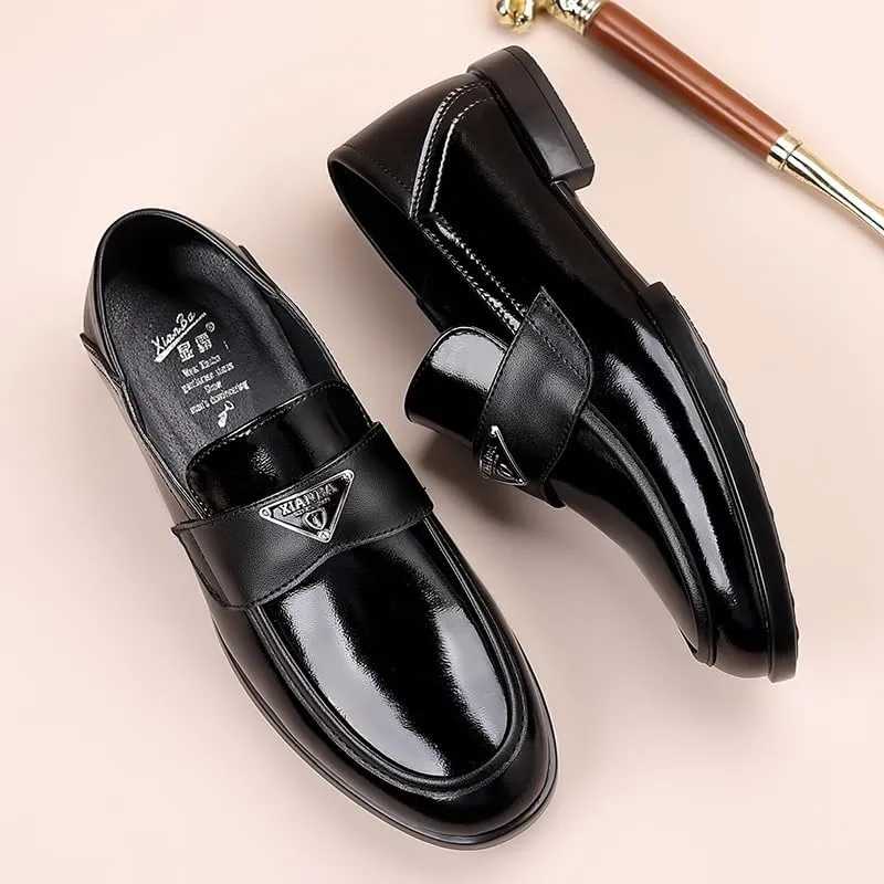 Men's Patent Leather Classic Loafers Black Casual Slip On Shoes for Driving Walking Wedding Outdoor Indoor Size