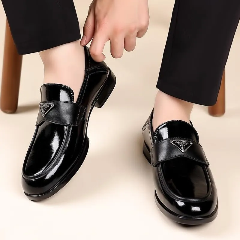 Men's Patent Leather Classic Loafers Black Casual Slip On Shoes for Driving Walking Wedding Outdoor Indoor Size