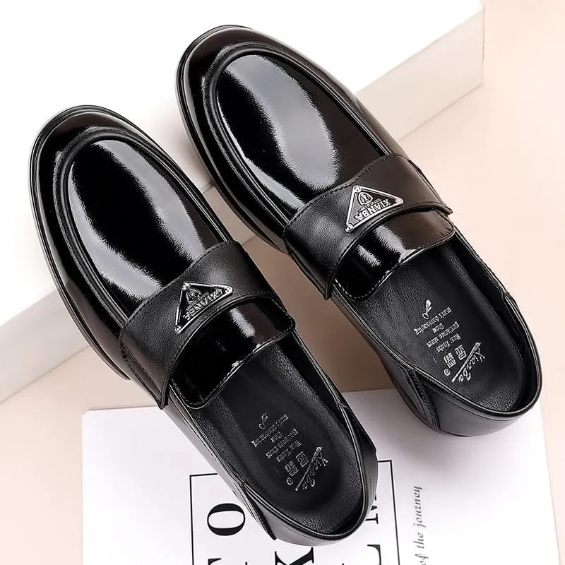 Men's Patent Leather Classic Loafers Black Casual Slip On Shoes for Driving Walking Wedding Outdoor Indoor Size