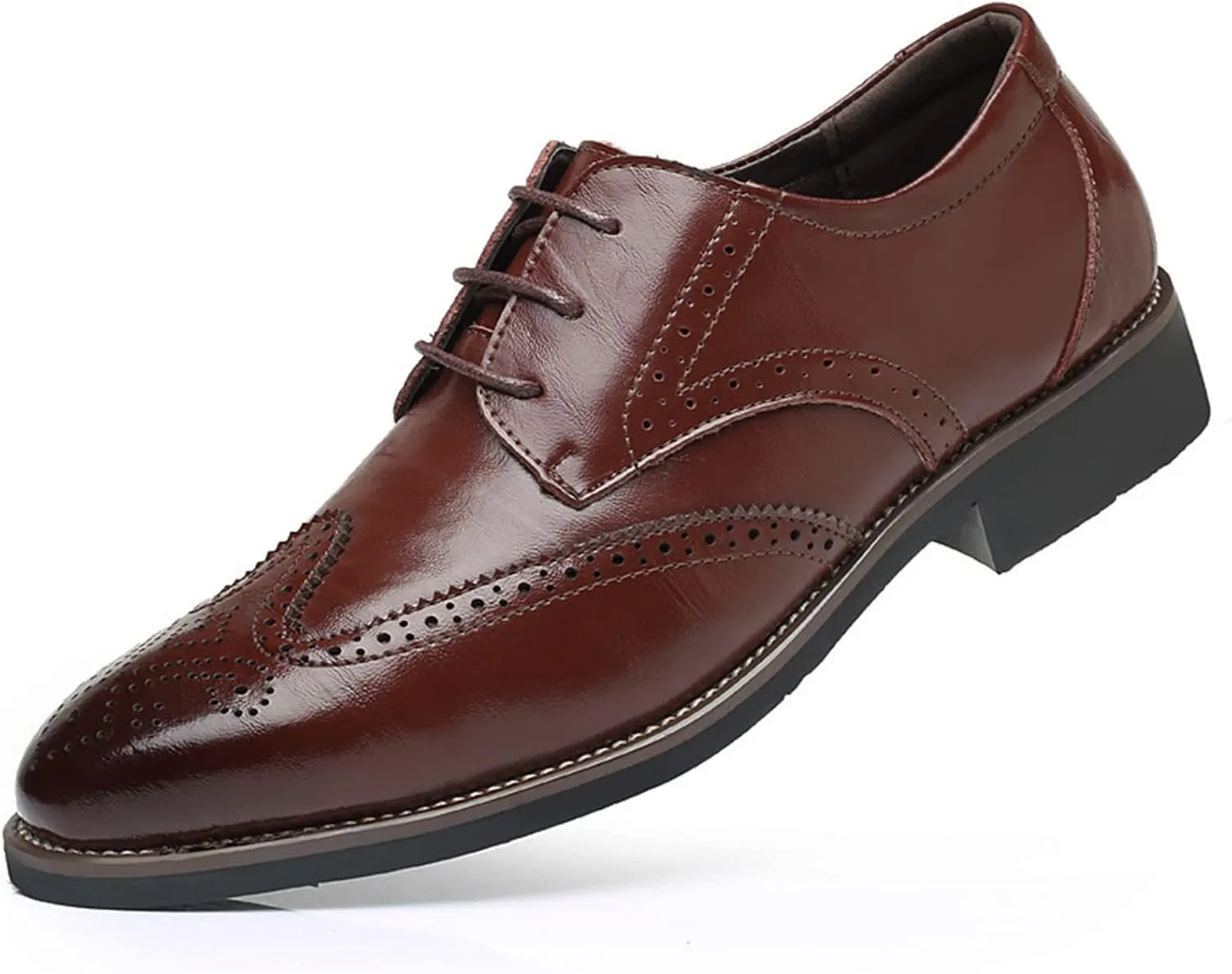 Mens Premium Leather Dress Shoes Comfort Business Classical Style Men's Breathable Hollow Business Casual Pointed Shoes Men's Handmade Dress Shoes Oxford Formal Leather