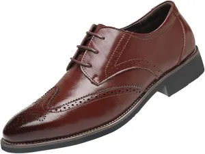 Mens Premium Leather Dress Shoes Comfort Business Classical Style Men's Breathable Hollow Business Casual Pointed Shoes Men's Handmade Dress Shoes Oxford Formal Leather