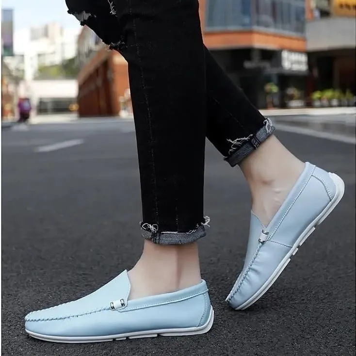 Men's PU Leather Loafers, Classic Round Toe Driving Shoes, Lightweight Flexible Solid Color Slip-Ons for Comfortable Walking