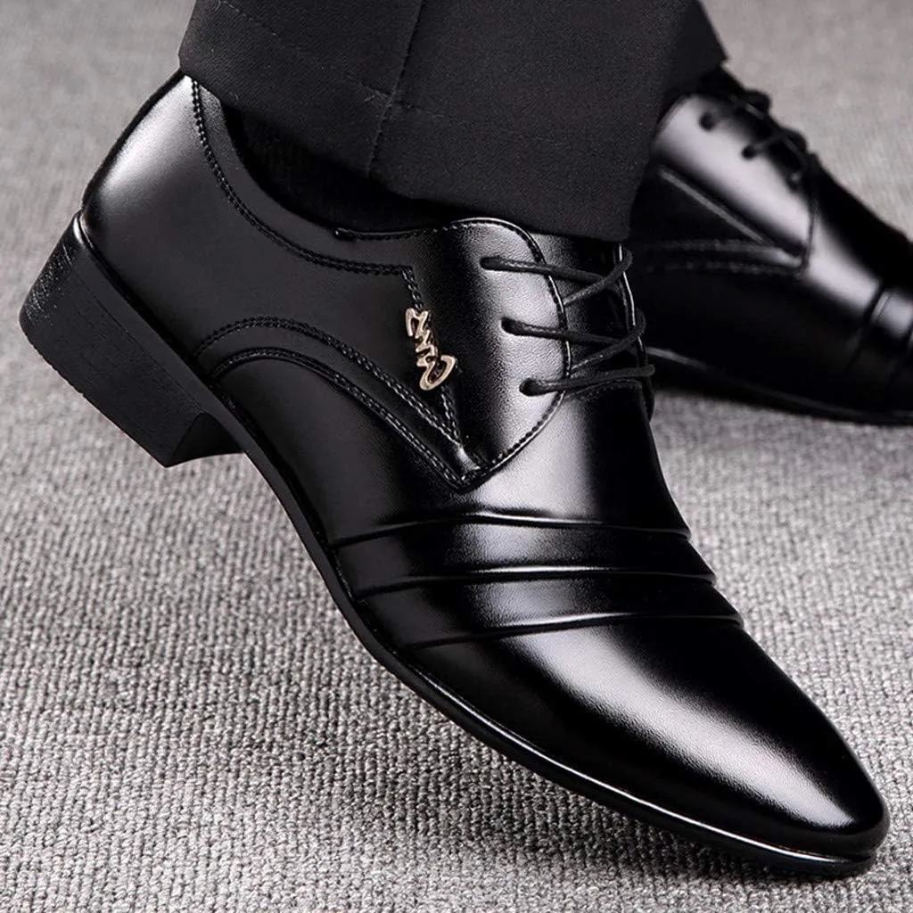 Mens Retro Black Dress Shoes with Comfortable Low Heel Mens Cap Toe Oxfords Arch Support Walking Leather Shoes Business Formal Oxfords for Men Non Slip Dating Leather Shoe Suit Footwear