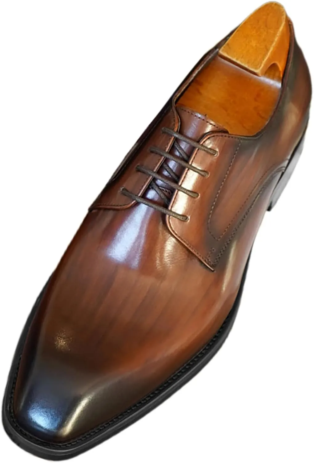 Mens Retro Leather Shoes Elegant Business Formal Shoes Casual Dating Brown Dress Leather Shoe for Men Daily Dress Shoe Squre Toe Lace Up Suit Footwear Comfort Offic Derbby
