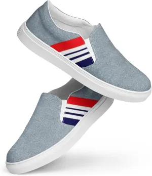 Men's Slip-On Casual Shoes | Fashion Canvas Sneakers for Daily Styling | Vivre Print | Loafers for Men, Blue, US Size 10
