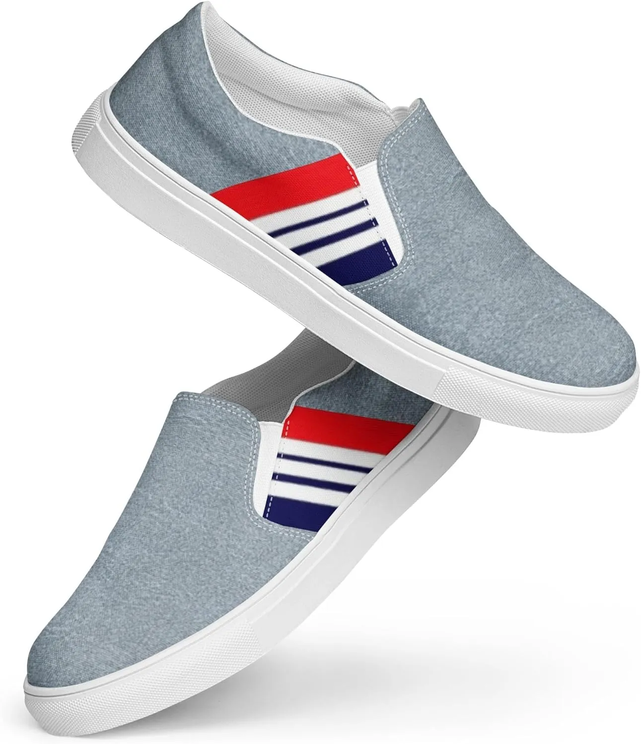 Men's Slip-On Casual Shoes | Fashion Canvas Sneakers for Daily Styling | Vivre Print | Loafers for Men, Blue, US Size 10