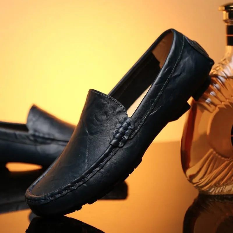 Men's Solid Color PU Leather Loafers - Lightweight and Comfortable Driving Shoes with Slip-Resistant Sole, Ideal for Weddings and Casual Wear