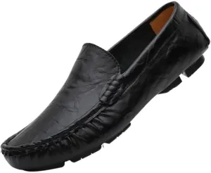 Men's Solid Color PU Leather Loafers - Lightweight and Comfortable Driving Shoes with Slip-Resistant Sole, Ideal for Weddings and Casual Wear