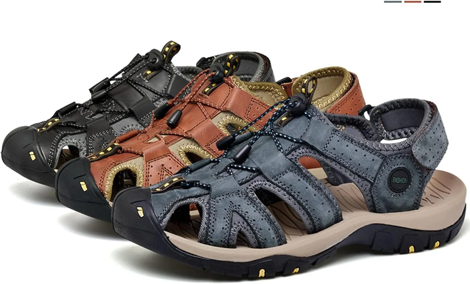 Men's Sport Sandals, Outdoor Hiking Sandals, Closed Toe Water Sandals, Lightweight Sport Sandals for Summer Beach Outdoor Boat Fishing