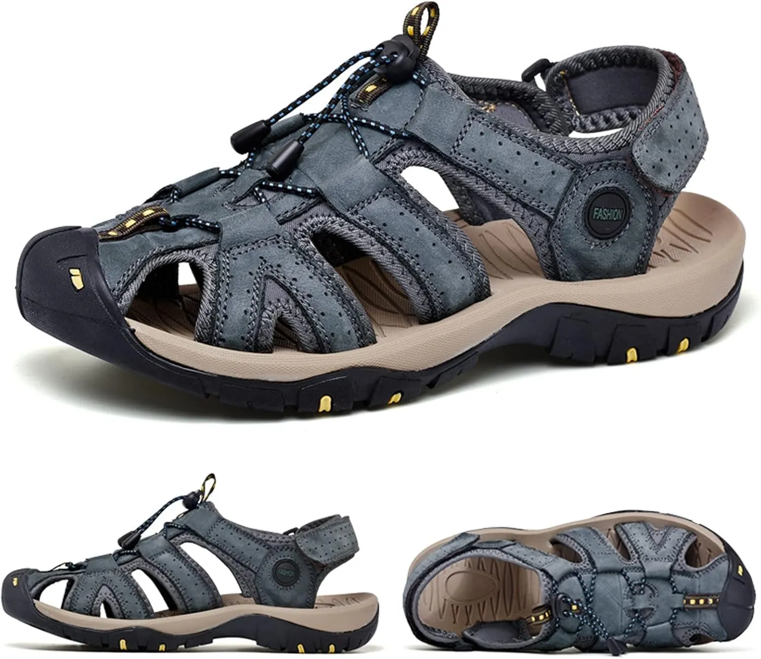 Men's Sport Sandals, Outdoor Hiking Sandals, Closed Toe Water Sandals, Lightweight Sport Sandals for Summer Beach Outdoor Boat Fishing