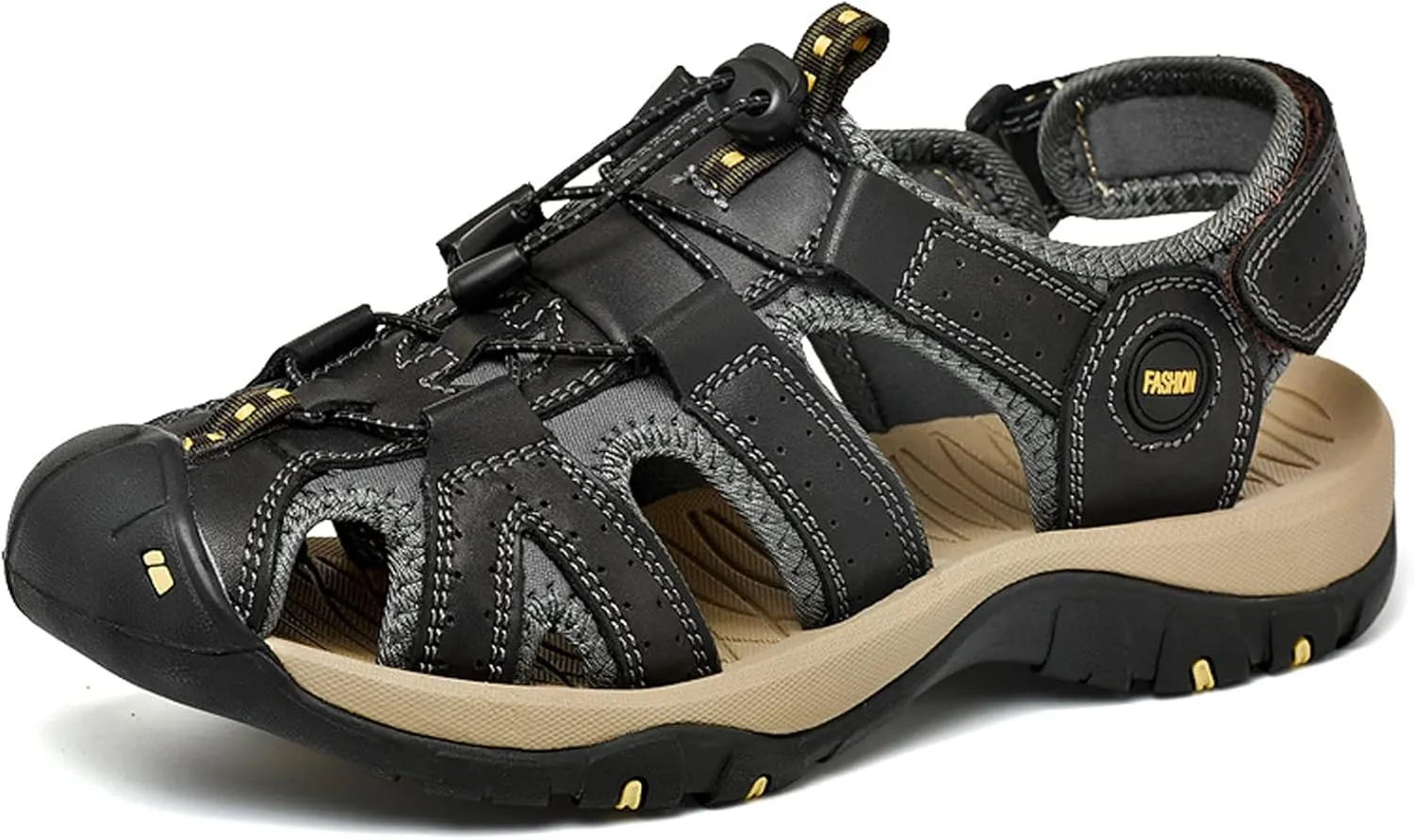 Men's Sport Sandals, Outdoor Hiking Sandals, Closed Toe Water Sandals, Lightweight Sport Sandals for Summer Beach Outdoor Boat Fishing