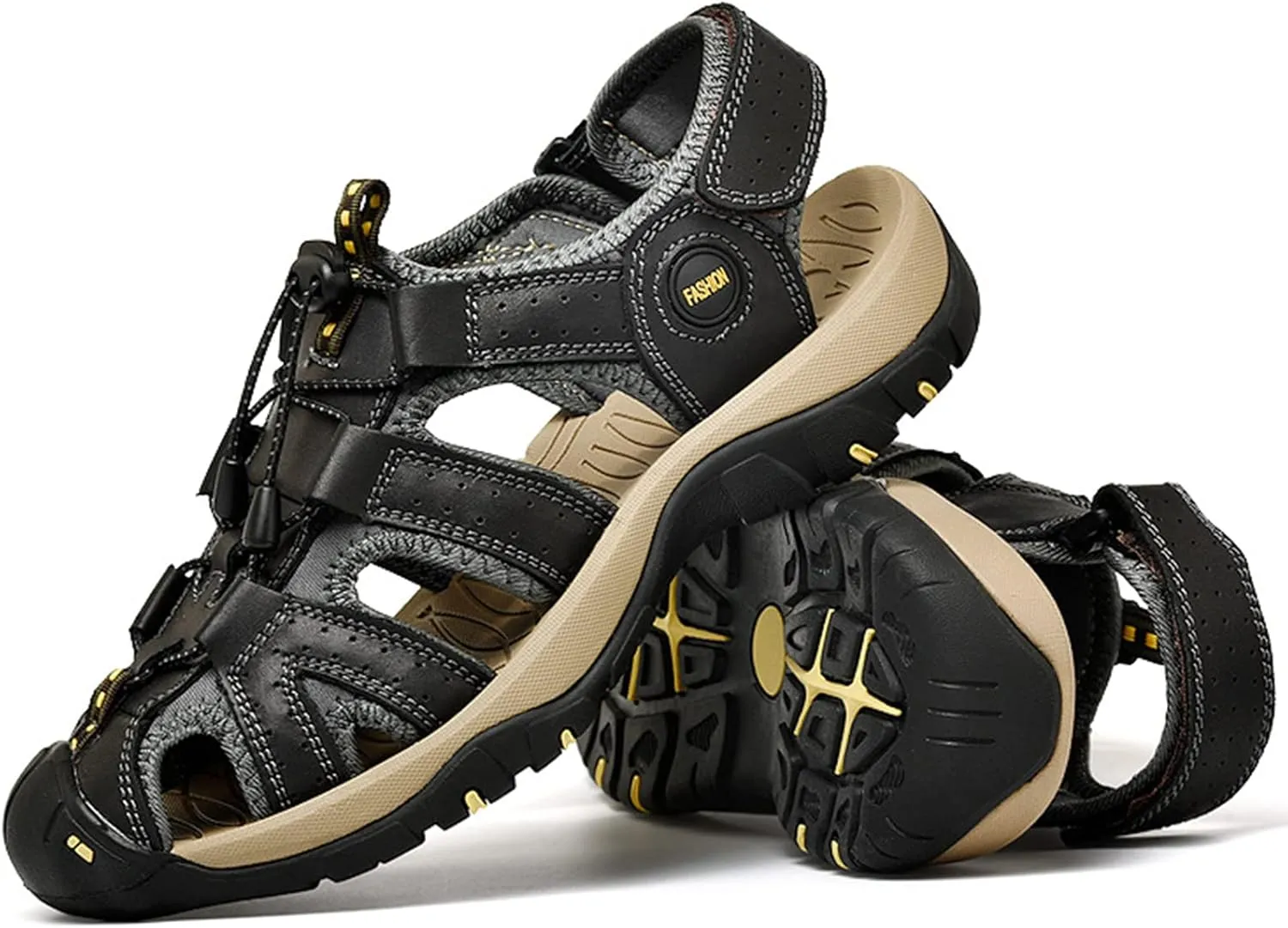 Men's Sport Sandals, Outdoor Hiking Sandals, Closed Toe Water Sandals, Lightweight Sport Sandals for Summer Beach Outdoor Boat Fishing