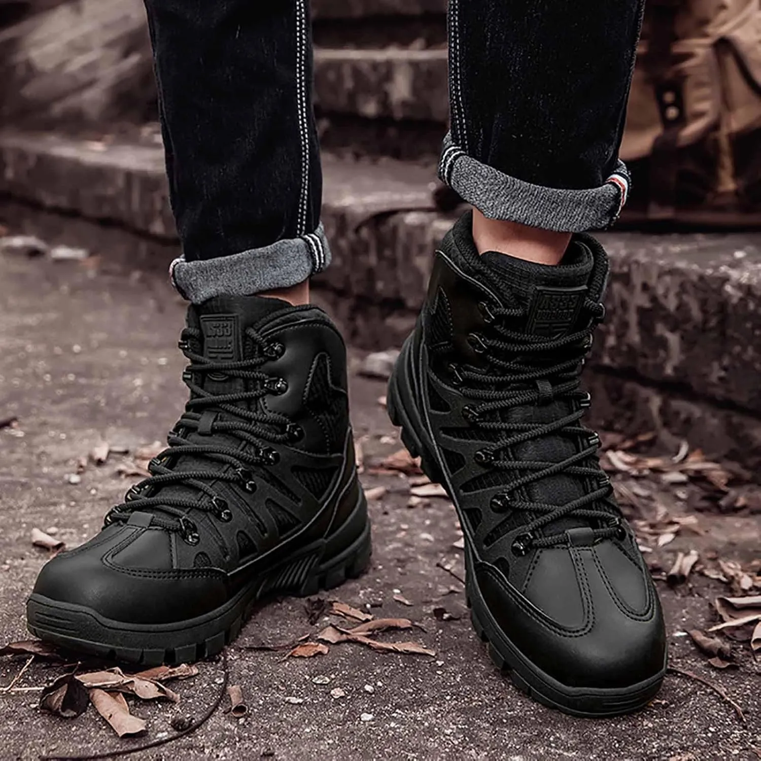 Men's Tactical Work Boots, Desert Combat Boots, Army Jungle Boots, Lightweight Hiking Boots, Splashproof Durable Suede Hiking Outdoor Boots, Breathable Military Combat Desert Boots