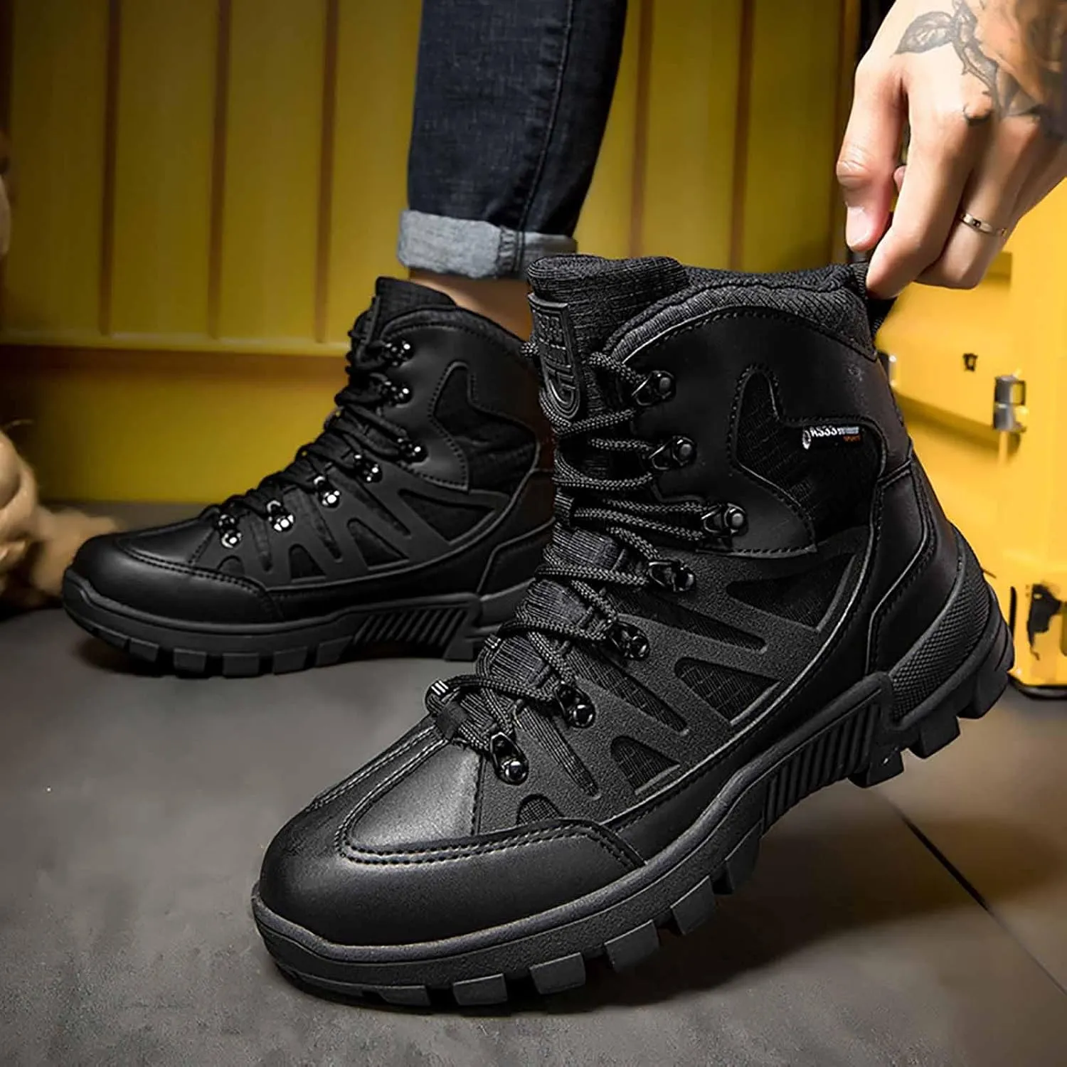 Men's Tactical Work Boots, Desert Combat Boots, Army Jungle Boots, Lightweight Hiking Boots, Splashproof Durable Suede Hiking Outdoor Boots, Breathable Military Combat Desert Boots