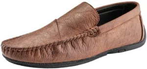 Men's Vegan Leather Loafers – Solid Color Driving Shoes with Stitching Details, Flexible, Lightweight, Anti-Slip Slip-On for Parties and Walking