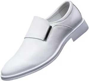 Men's Vintage Loafers Shoes Vegan Leather Evening Classic Solid Color Block Heel Wedding Slip On