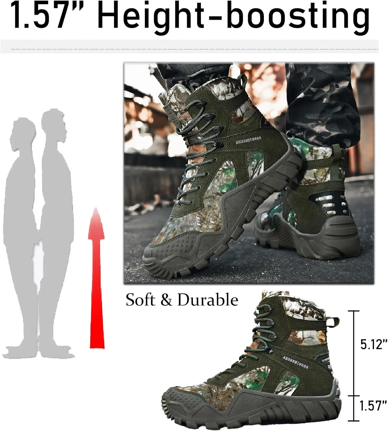 Men's Waterproof Military Tactical Boots Comfort Durable Leather Lace-Up Non-Slip Platform Hiking Boots Outdoor Motorcycle Combat Boots