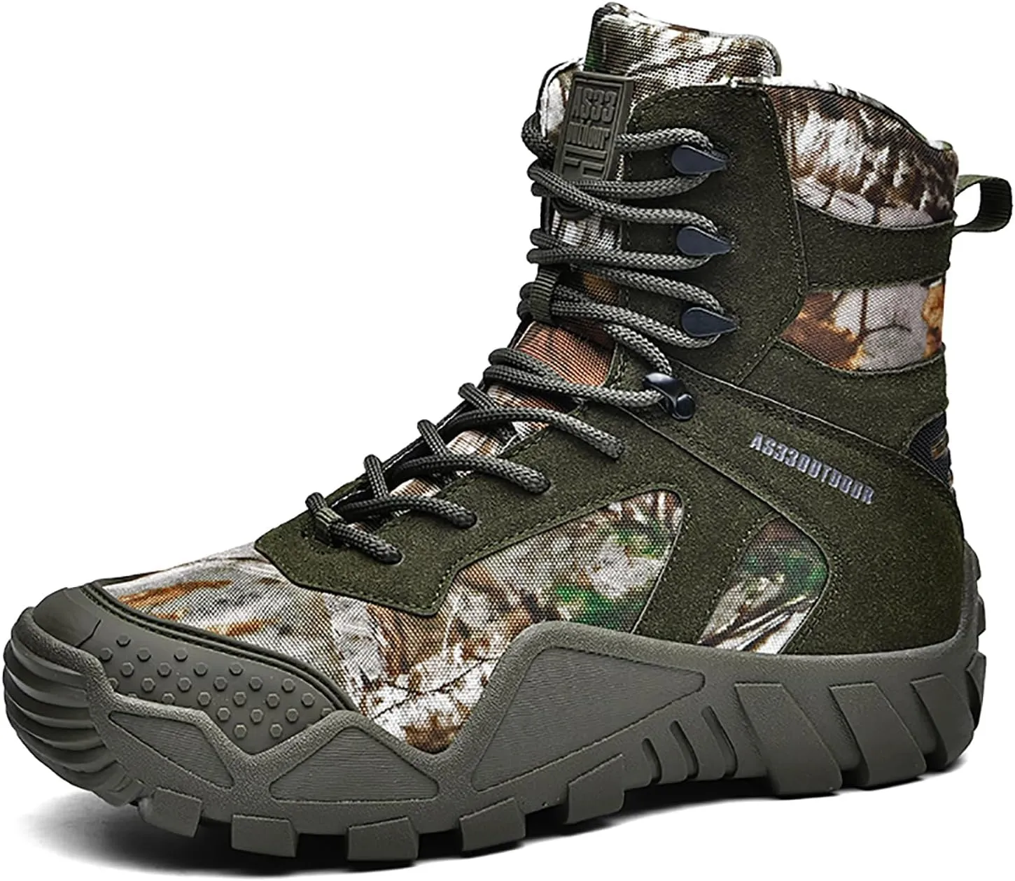 Men's Waterproof Military Tactical Boots Comfort Durable Leather Lace-Up Non-Slip Platform Hiking Boots Outdoor Motorcycle Combat Boots