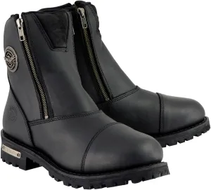 Milwaukee Leather Women's Black Premium Leather Double Sided Zipper Motorcycle Riding Boots MBL202-11