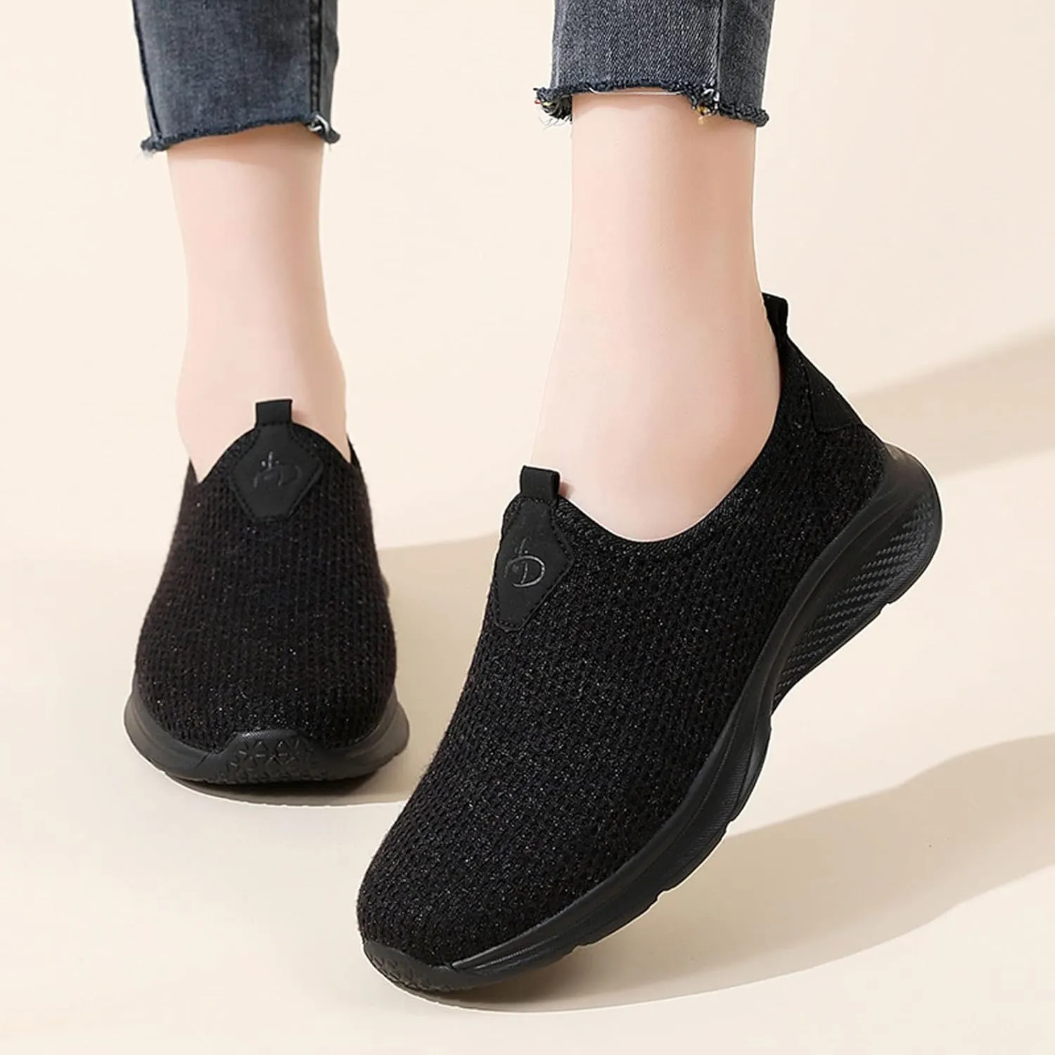 Mules for Women Flats Women's Fashion Sneakers Women Running Shoes Round Toe Flats Comfortable Men's Loafers & Slip-Ons Platform Sneakers for Women Black