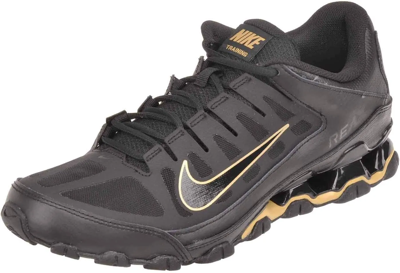 Nike Men's Neck Low-Top Sneakers, Black Metallic Gold Black, 9 US