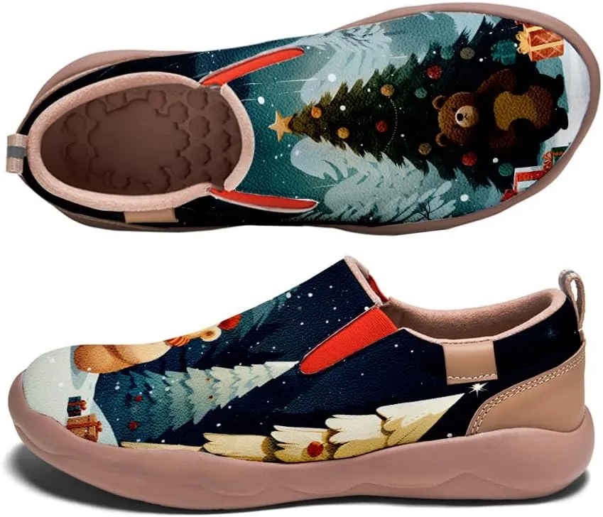 Onehorse Women's Comfortable Travel Shoes Walking Slip-Ons Casual Loafers Christmas Painted Sneakers