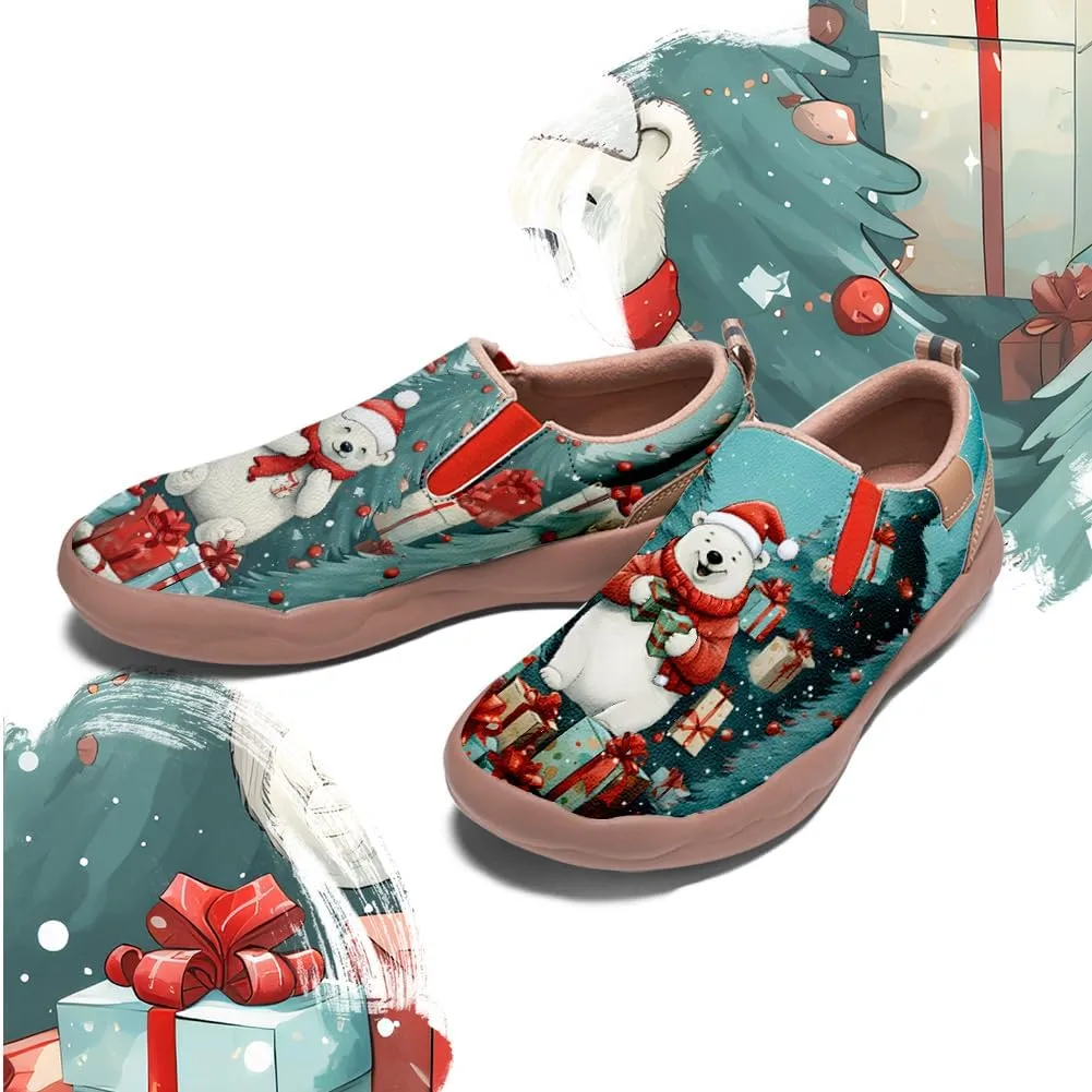 Onehorse Women's Comfortable Travel Shoes Walking Slip-Ons Casual Loafers Christmas Painted Sneakers