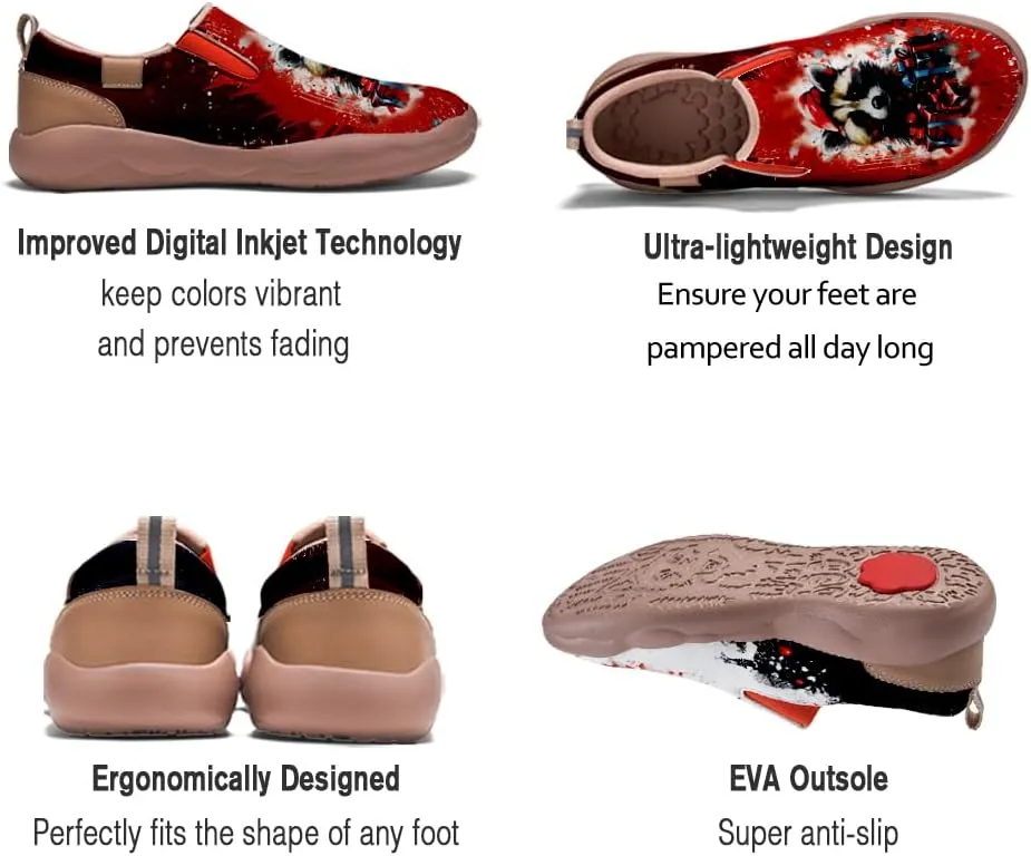 Onehorse Women's Comfortable Travel Shoes Walking Slip-Ons Casual Loafers Christmas Painted Sneakers